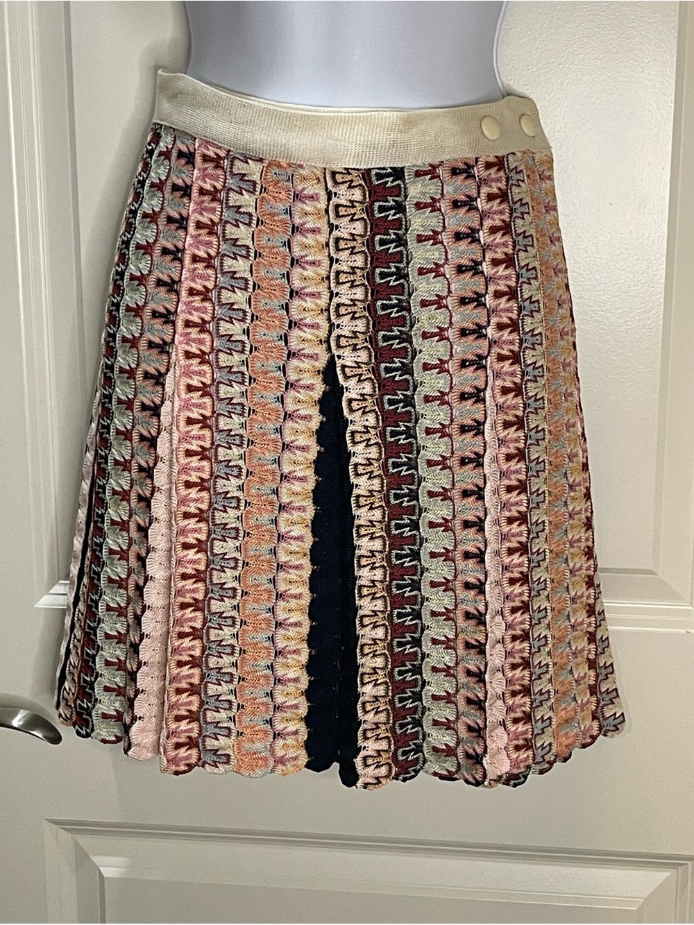 Missoni Italy Mini Skirt Multicolor Knit Pleated Circle XS 0/2